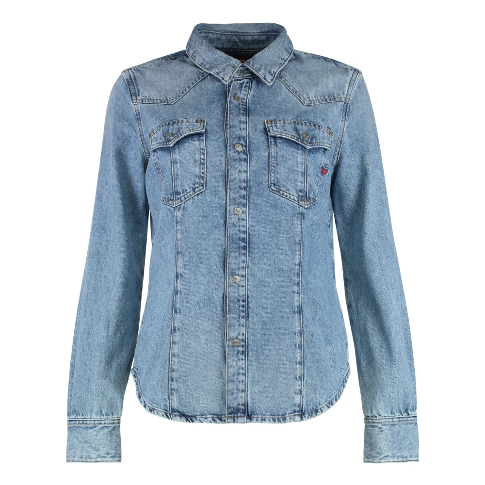 Diesel Denim shirt met twee zakken Blue Dames