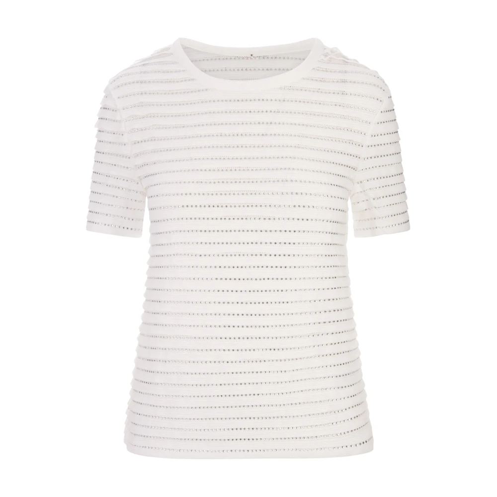 Ermanno Scervino Wit T-shirt met Micro Ruffles White Dames