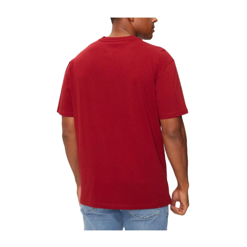 Tommy Hilfiger Gouden Lineaire Tee Urban Stijl Red Heren