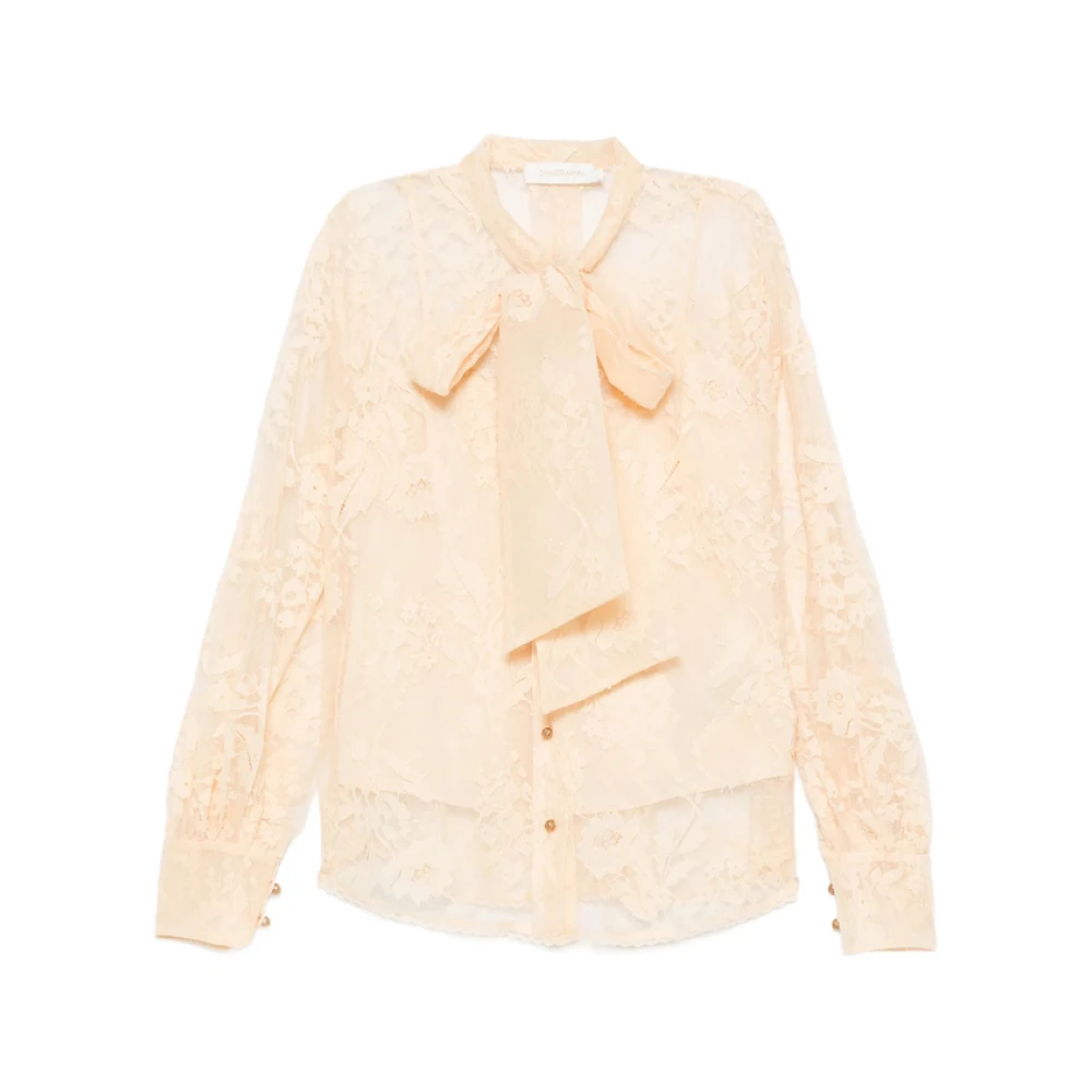 Zimmermann Women's Beige Valiant Tie-Neck Lace Blouse UK Size 14 - Mytheresa - Image 3