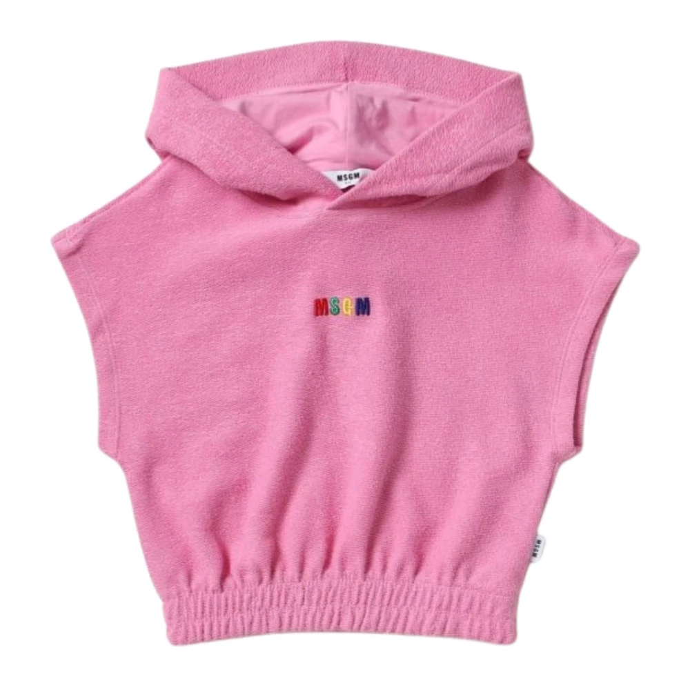 Msgm Rosa Cropped Hoodie Pink, Flicka