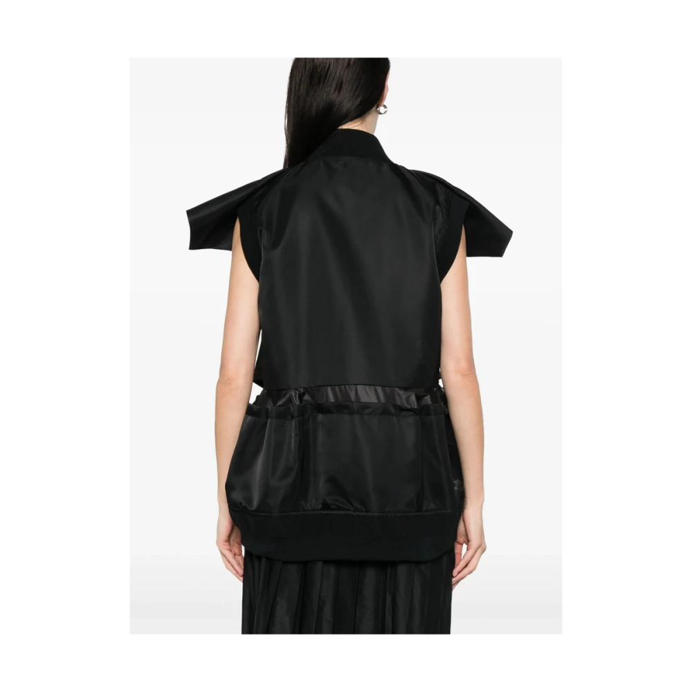 Sacai Zwart Rits-Front Paneel Vest Black Dames