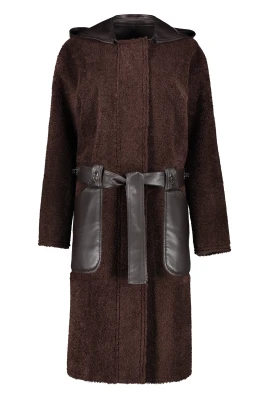 Vändbar Faux Shearling Kappa med Huva
