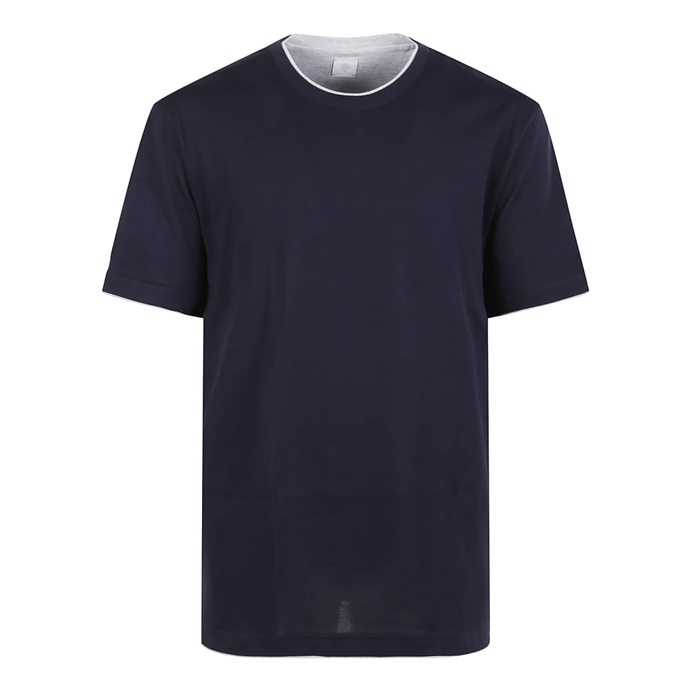 Eleventy Men's Blue T-Shirts, S, Giza Cotton Jersey T-Shirt