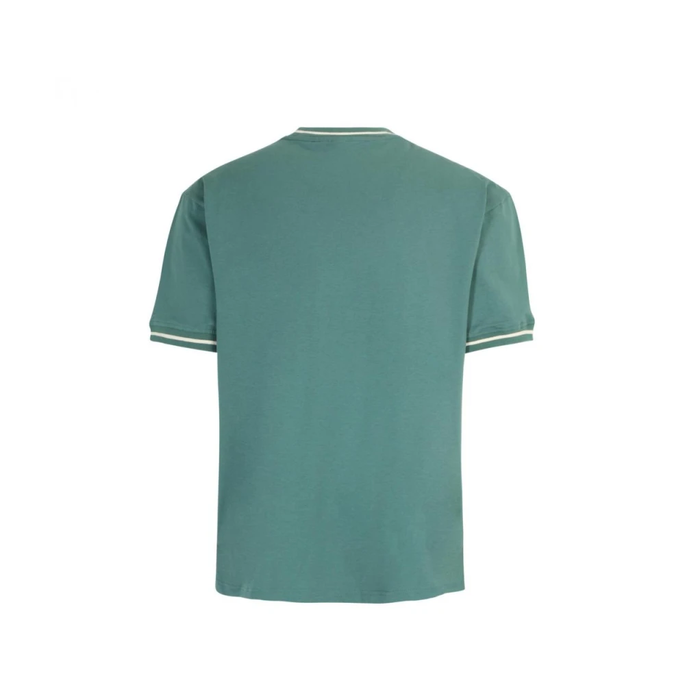 Fila Katoenen T-shirt Wit Lineair Logo Green Heren