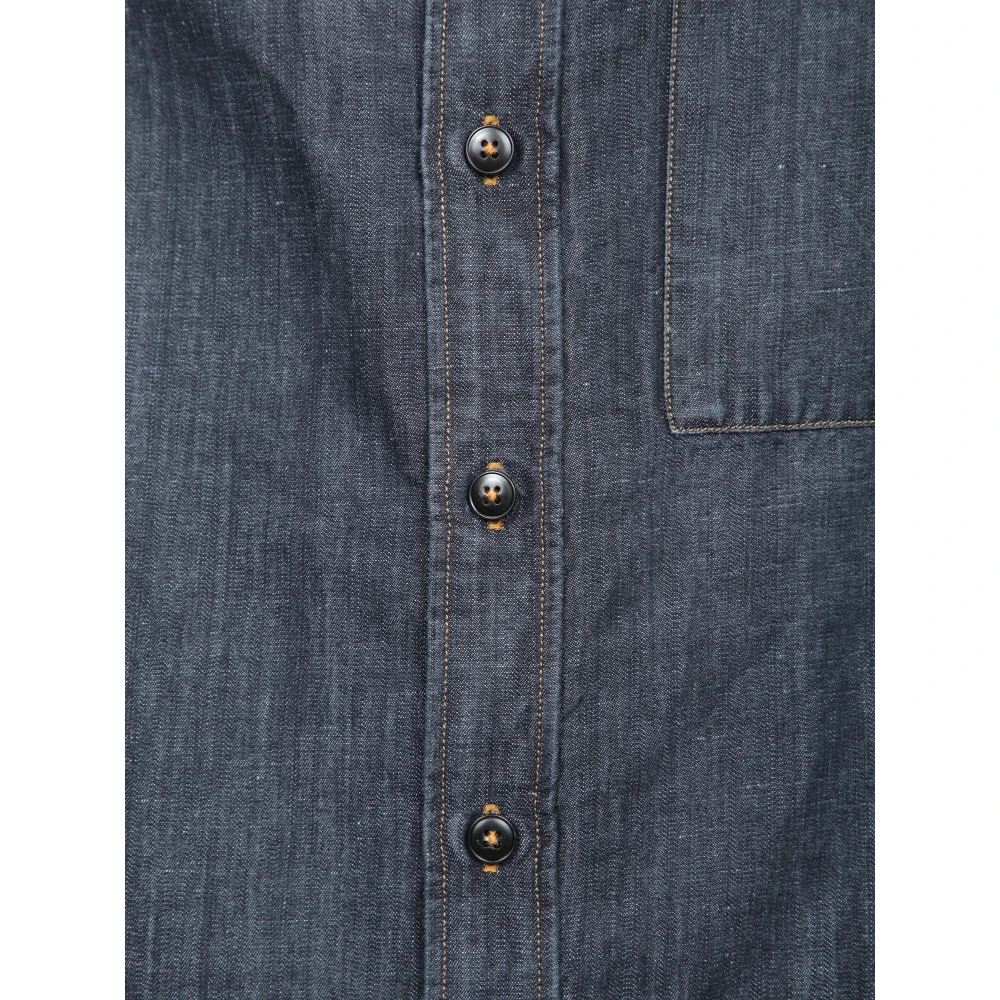 Canali Blauwe Denim Overshirt met Borstzak Blue Heren