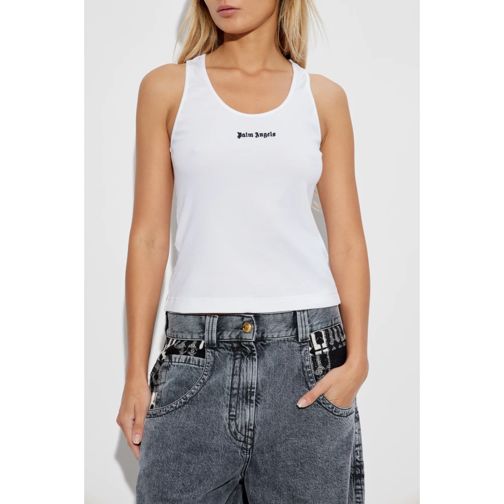Palm Angels Top met geborduurd logo White Dames