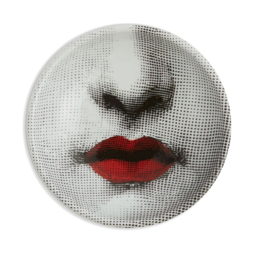 Fornasetti Zwart Rode Lippen Asbak Dienblad White Dames