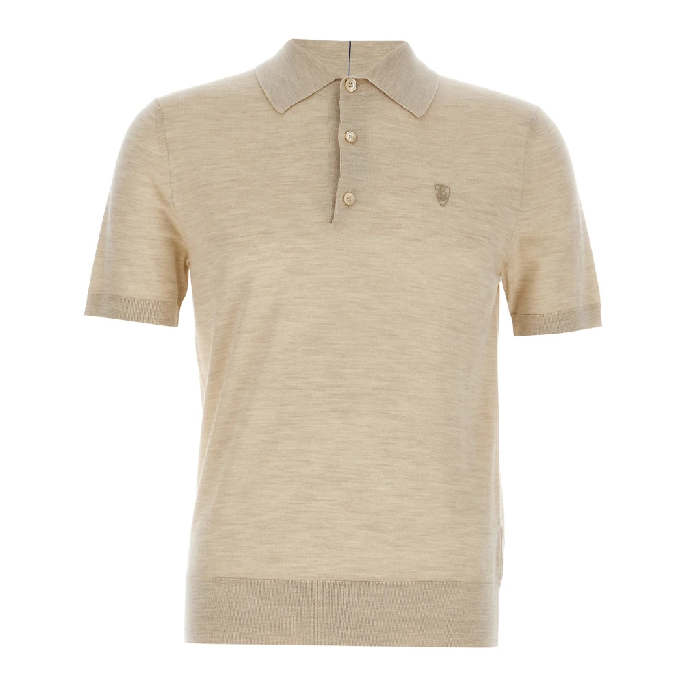 Burberry Men's Beige Polo Shirts, M, Wool Polo Shirt