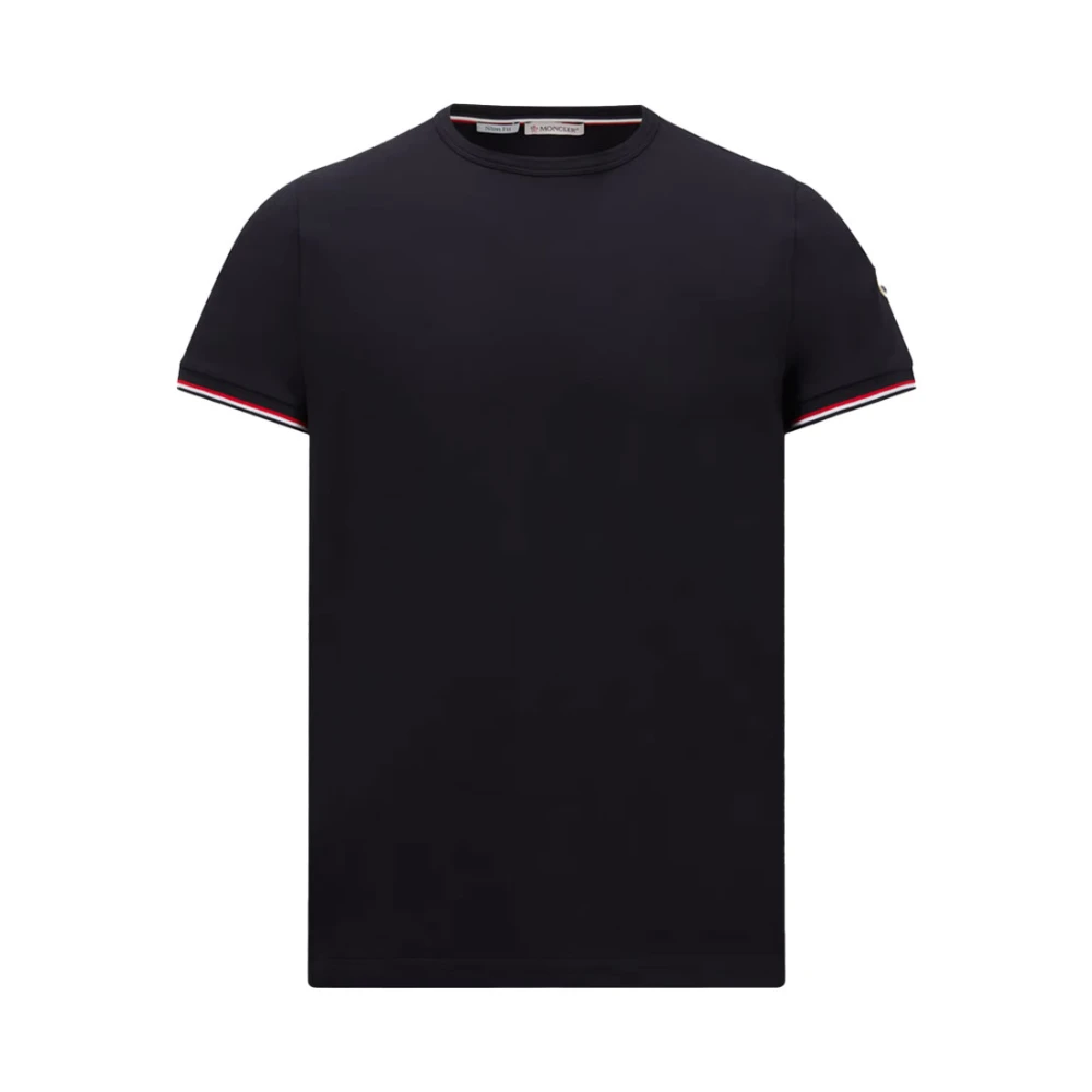 Moncler T-shirt met tricolour trim Navy Blue Heren
