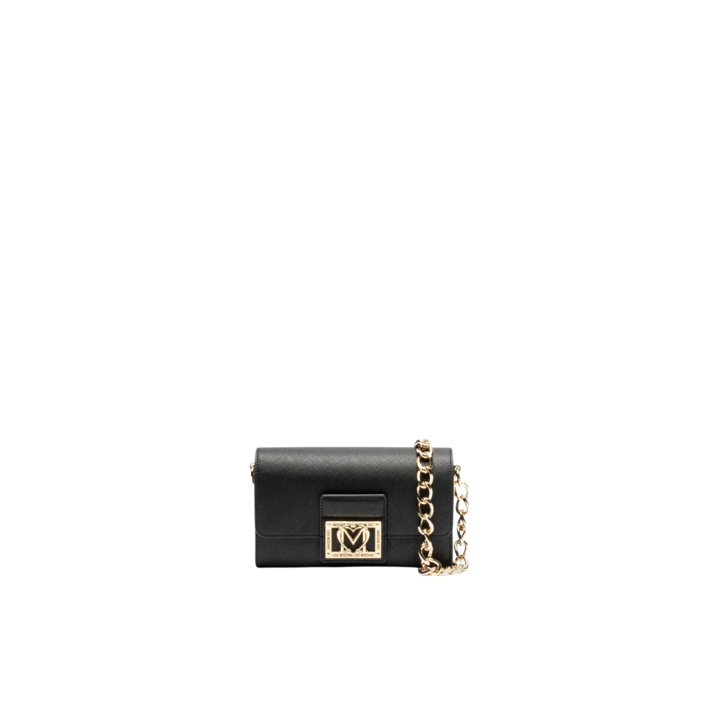 Love Moschino Zwarte Schoudertas met Korrelige Textuur Black Dames