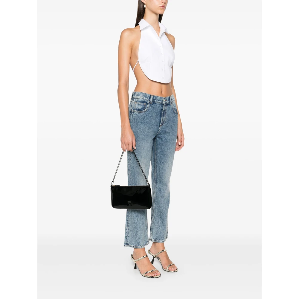 pinko Zwarte schoudertas in lakleer Black Dames