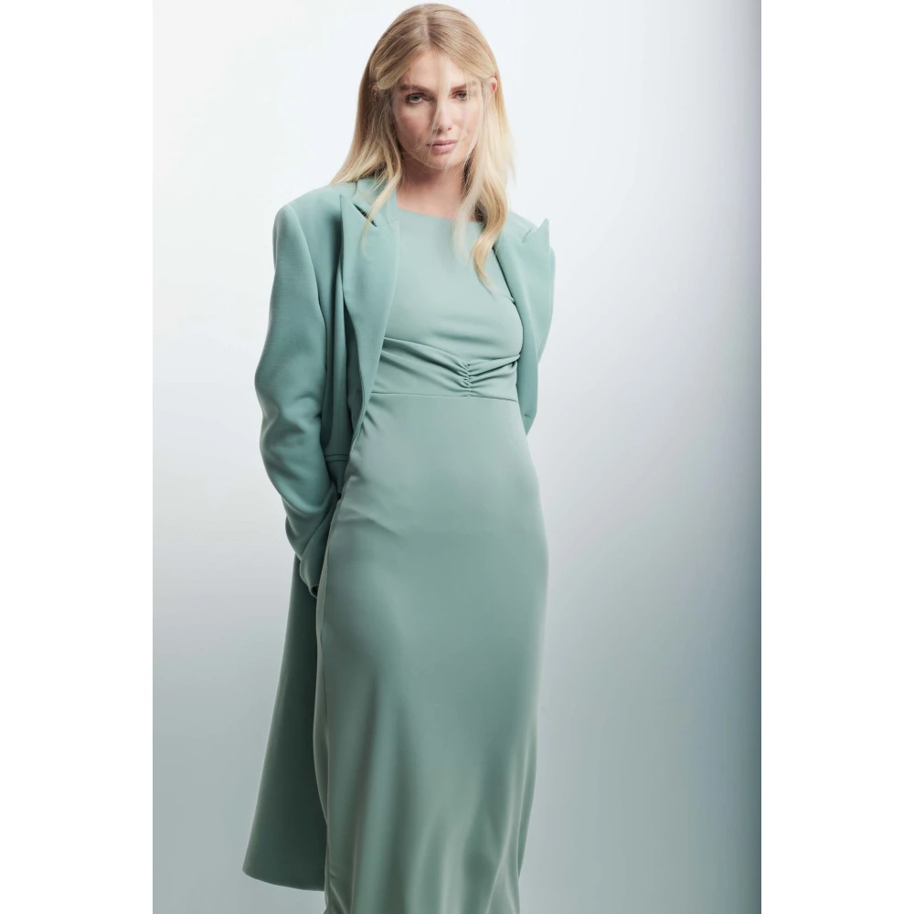 Kocca Elegante Gedrapeerde Taille Lange Jurk Green Dames