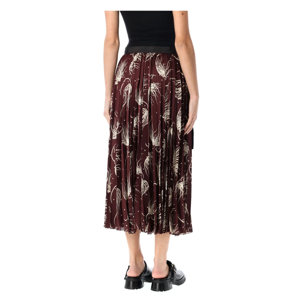 Sacai Bourgondische Gedrukte Geplooide Midi Rok Multicolor Dames
