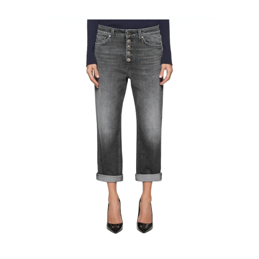 Dondup Zwarte Loose Fit Enkel Lengte Jeans Black Dames