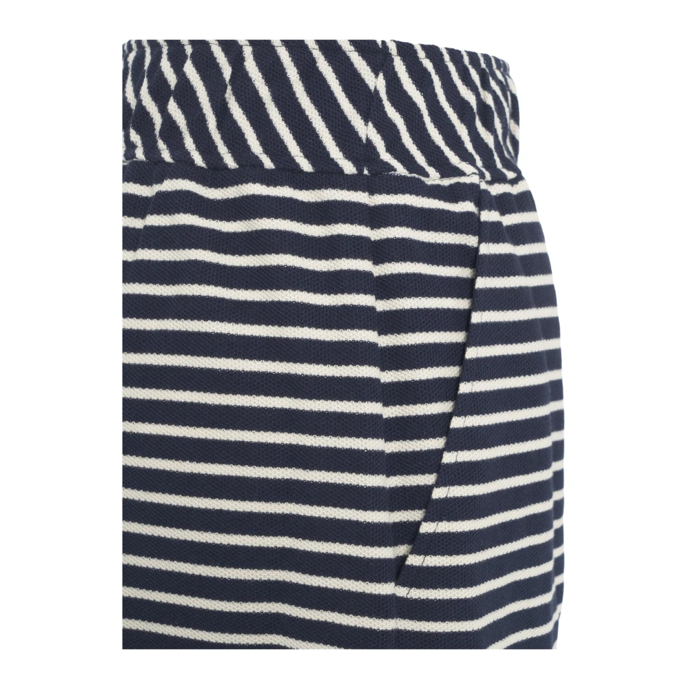 8pm Blauw Gestreepte Elastische Taille Bermuda Shorts Blue Dames