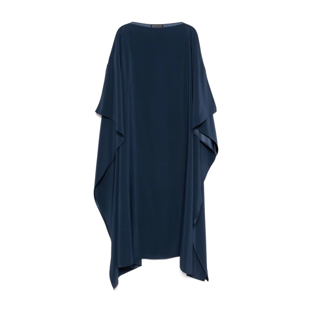 Gianluca Capannolo Navy Blue Boat Neck Kaftan Jurk Blue Dames