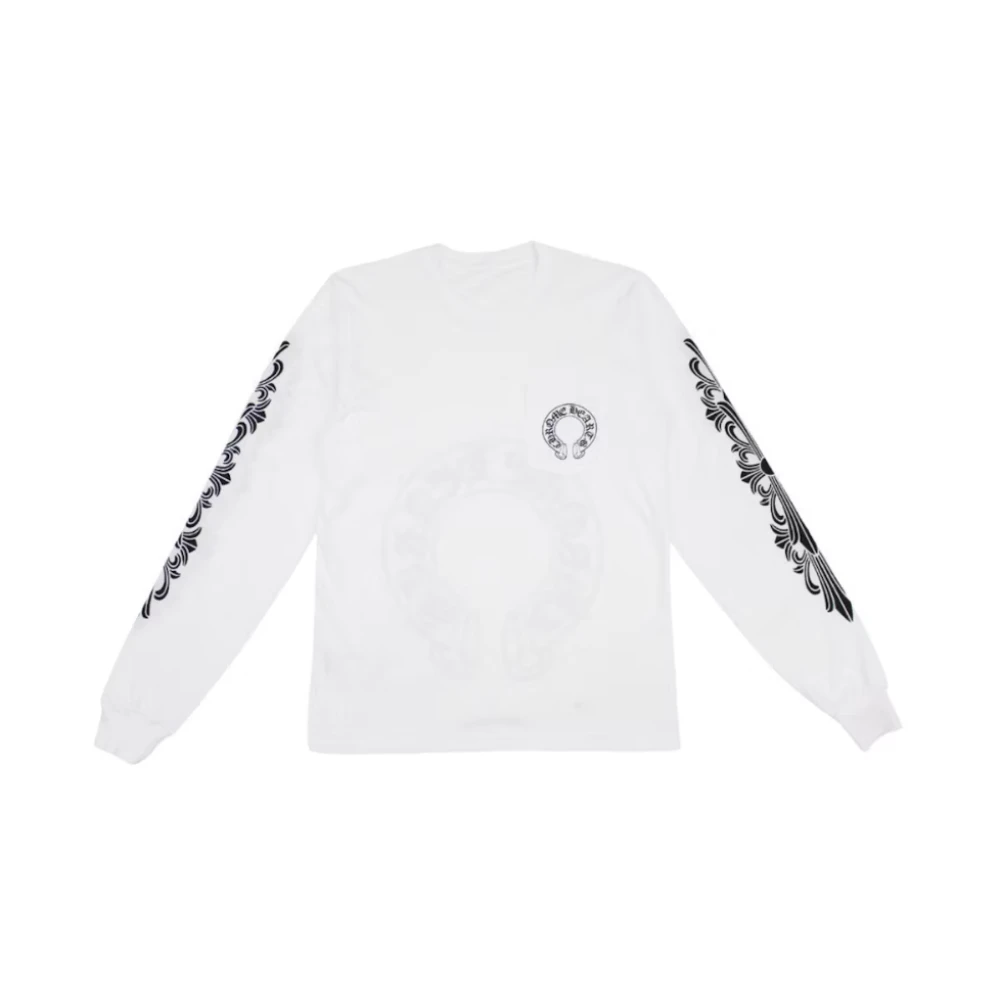 Chrome Hearts Witte Bloemen Hoefijzer Longsleeve Top White Heren