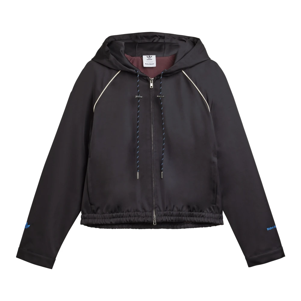 Adidas Women's Black Long Sleeve Training Tops, S, Satin Hooded Sweatshirt In
