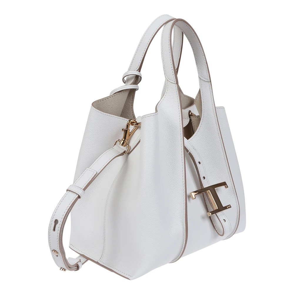 TOD'S Zwarte leren boodschappentas White Dames