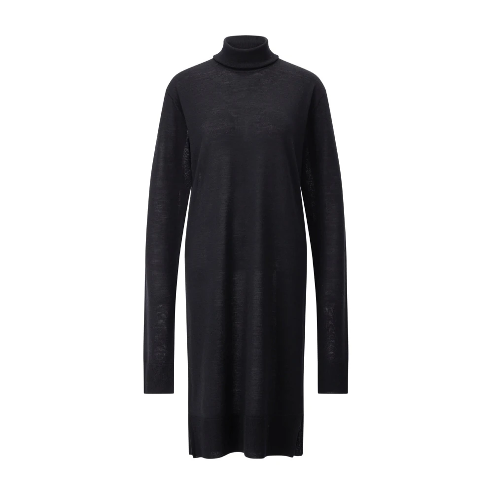 Totême Women's Black Midi Dresses, M, Wool & Silk Knit Dress
