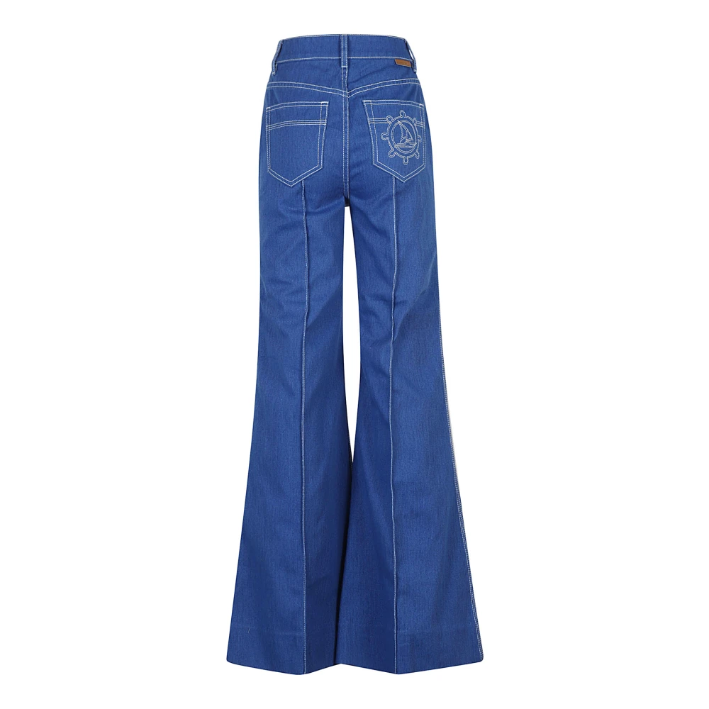 Zimmermann Indigo Blauwe Uitlopende Katoenen Jeans Blue Dames