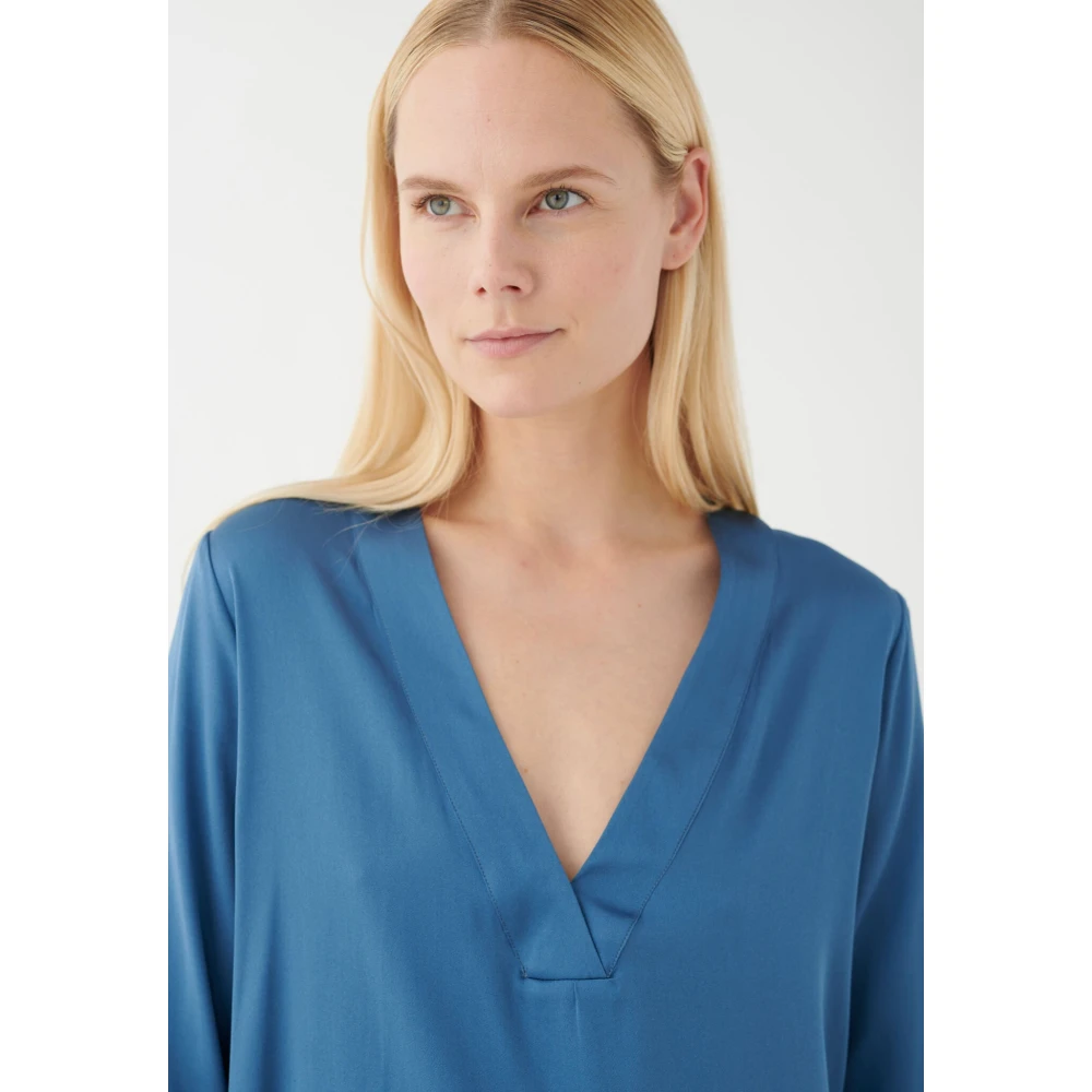 Dea Kudibal Stretch Silk Blouse Cornflower Blue Dames