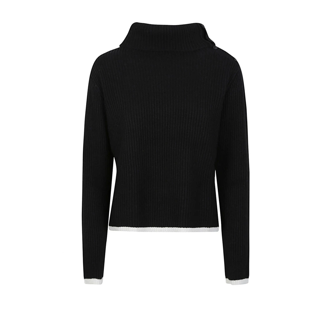 Liviana Conti Zwarte Ribtrui met Hoge Kraag en Knopen Black Heren