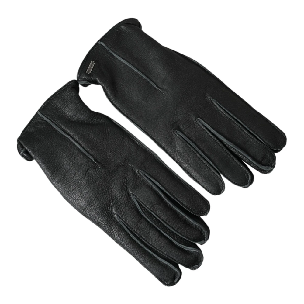 Dolce & Gabbana Zwarte Leren Biker Handschoenen Black Unisex