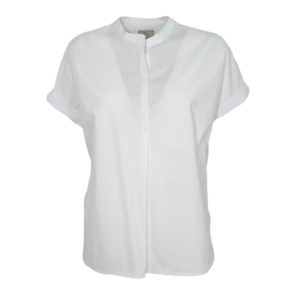 Woolrich White Poplin Shirt With Covered Buttons - Female - Blouses - Xs - Blouses & Shirts