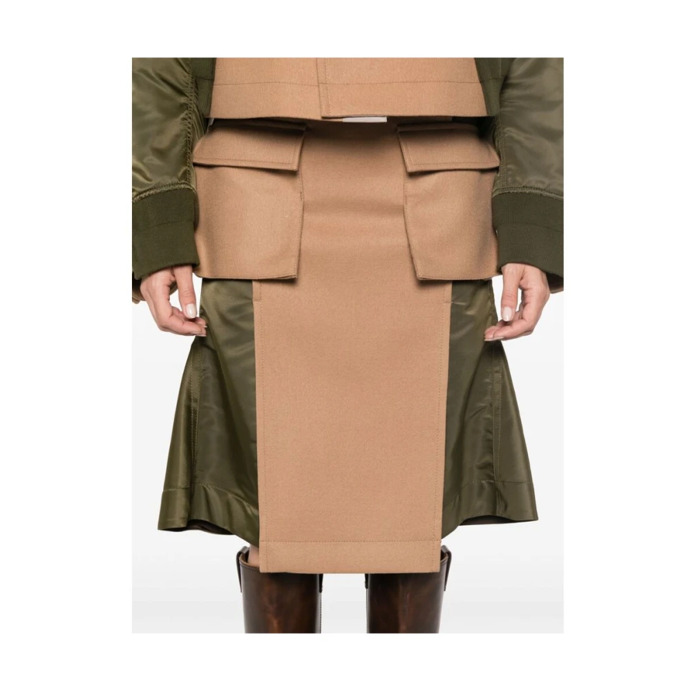 Sacai Gepaneelde Wollen Rok met Zakken Multicolor Dames