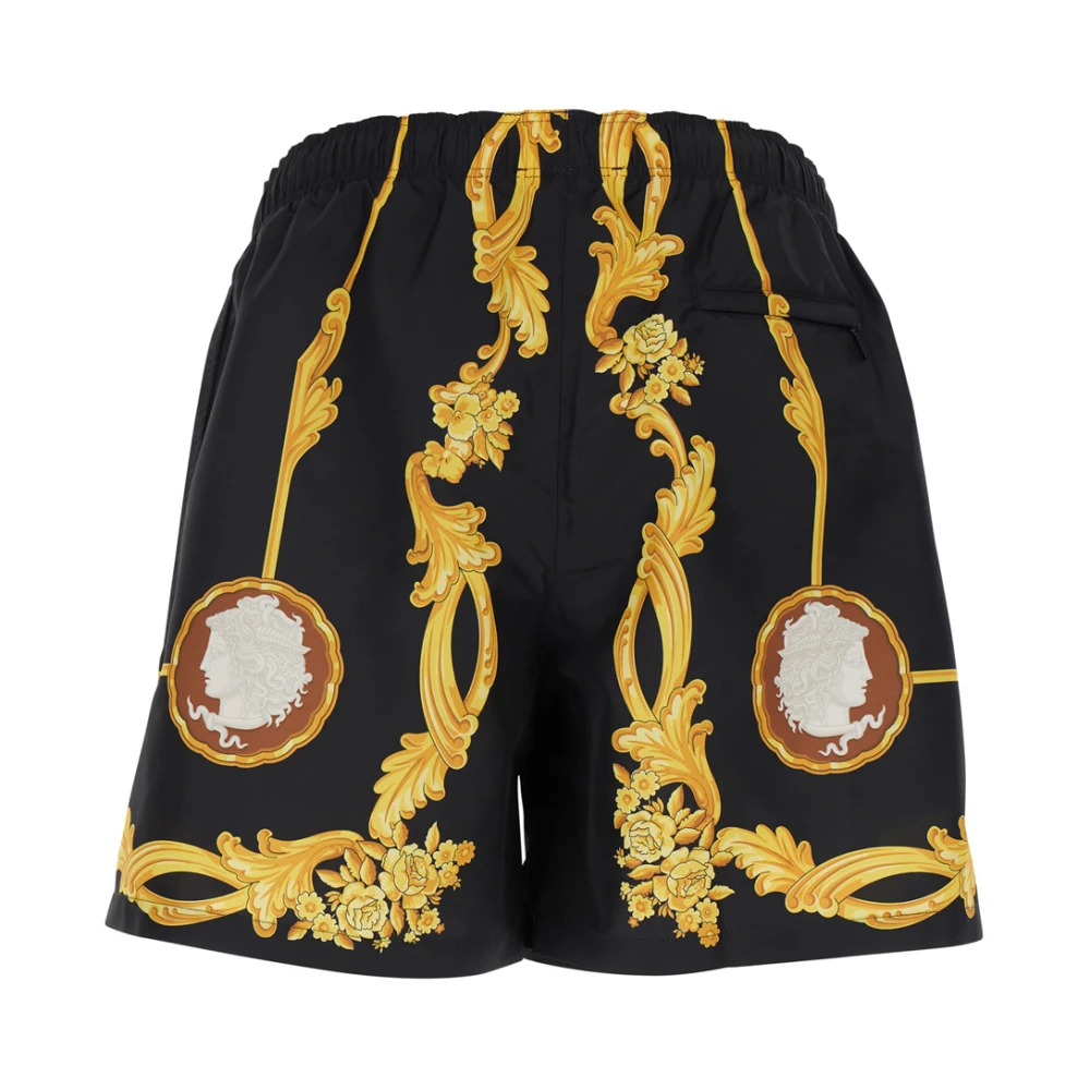 Versace Zwarte Zee Cameo Print Badpak Black Heren