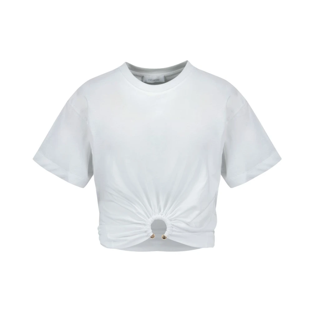 Rabanne Women's White Cropped T-Shirt - T-Shirts - M - Tops