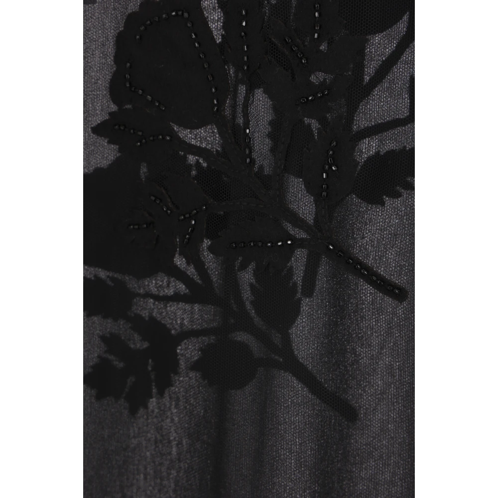 Blumarine Zwarte Bloemen Geborduurde Midi Rok Black Dames