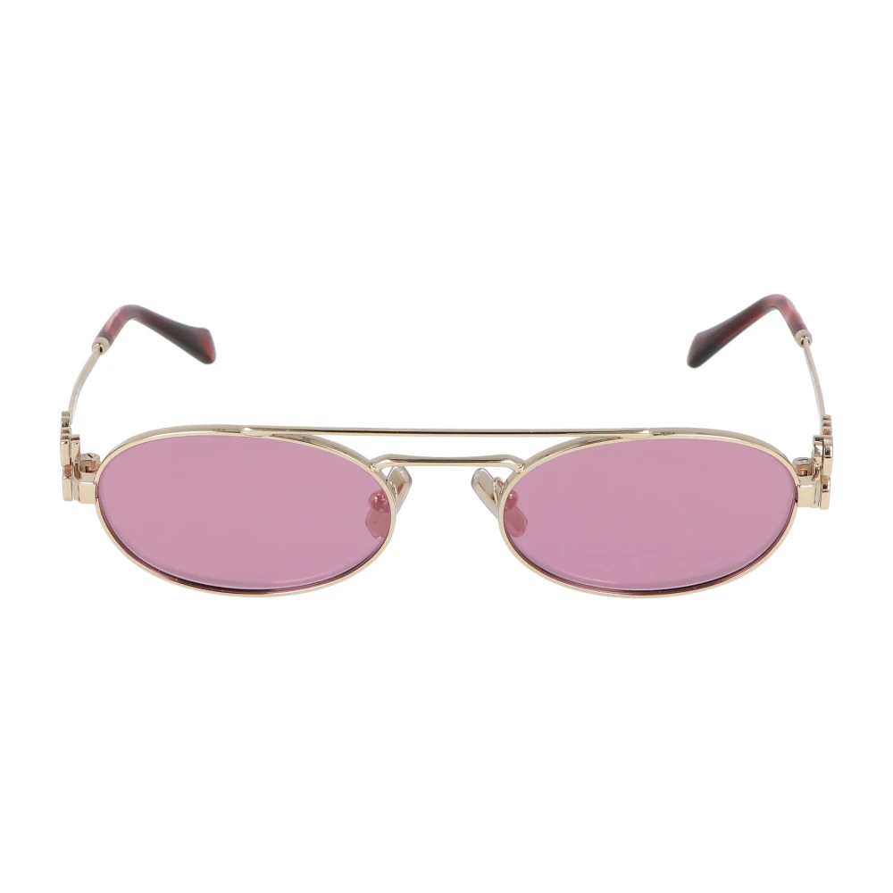 Miu Miu Rund Metallram Solglasögon Yellow, Unisex