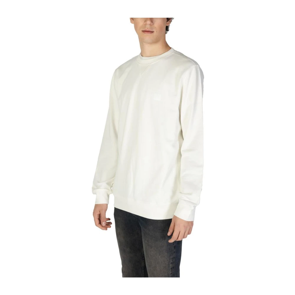 Hugo Boss Klassieke katoenen trui voor mannen White Heren