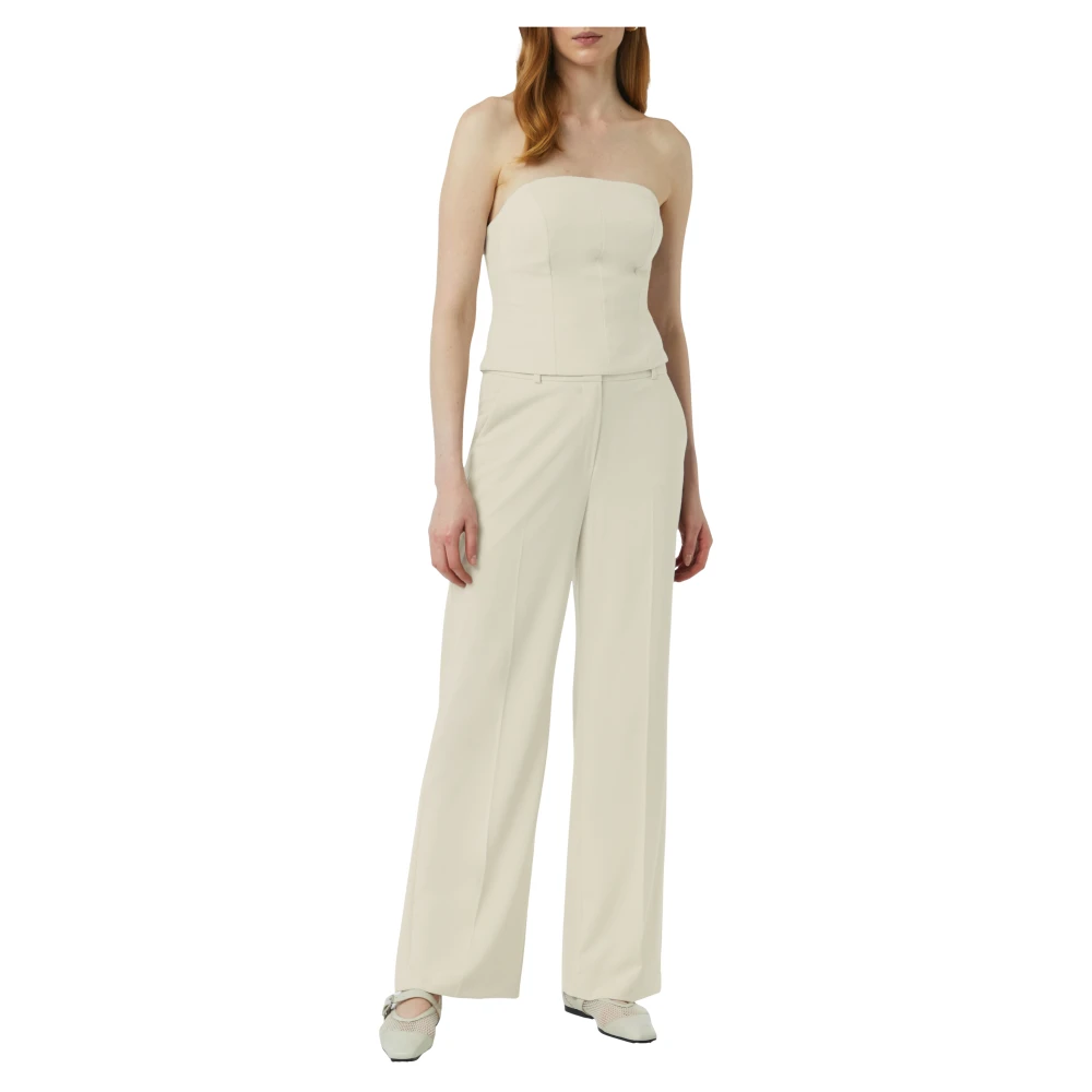 comma Wijde Pijp Losvallende Hoge Kwaliteit Broek Beige Dames