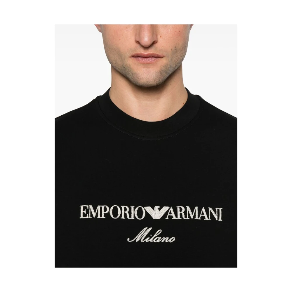 Emporio Armani Zwarte Sweatshirt met Ronde Hals en Lange Mouwen Black Heren