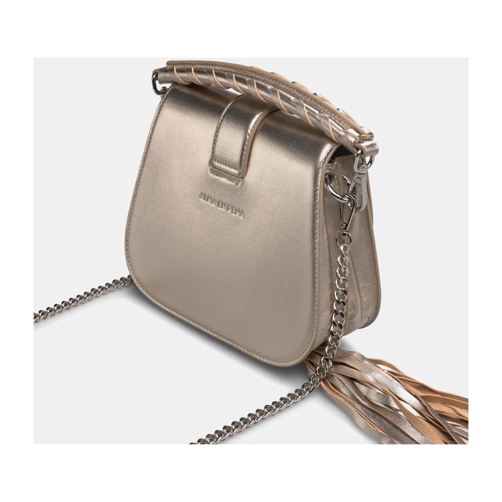 Alma en Pena Strass gesp clutch tas Brown Dames