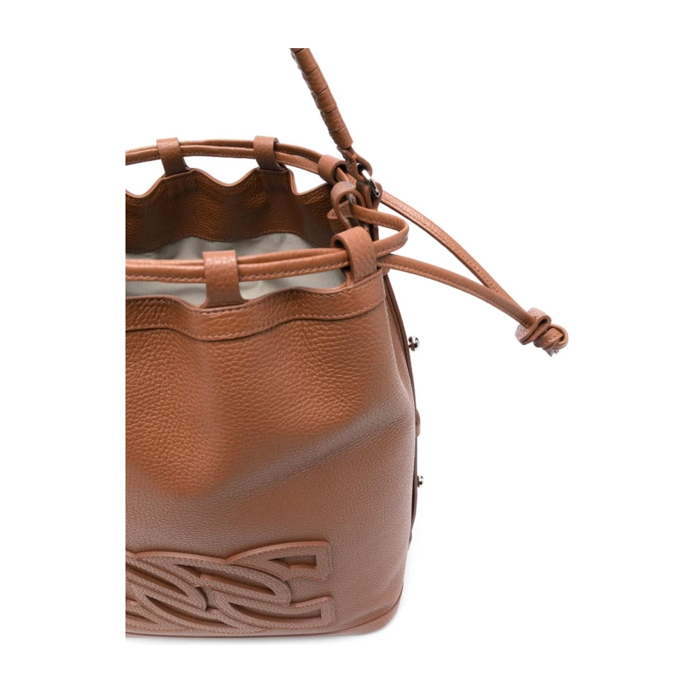 Casadei Bruin Leren Schoudertas Koordsluiting Brown Dames