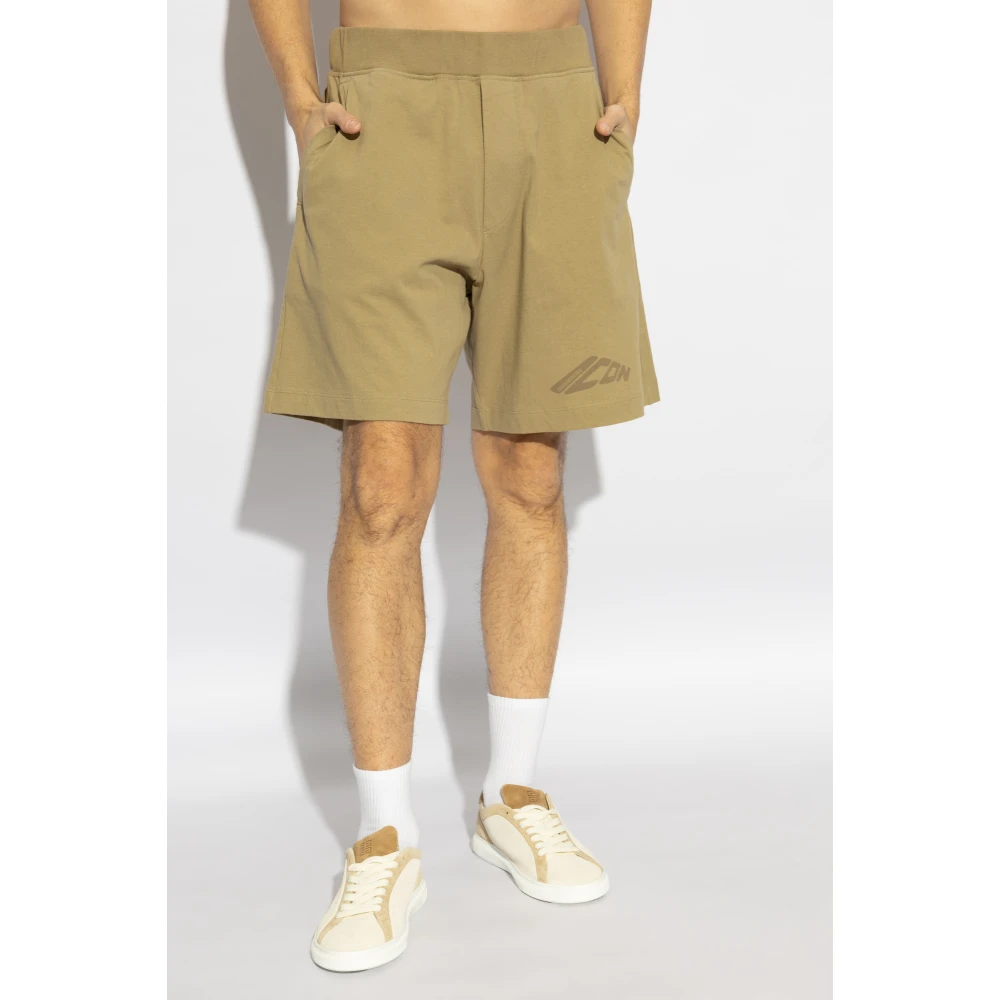 Dsquared2 Katoenen shorts met bedrukt logo Green Heren