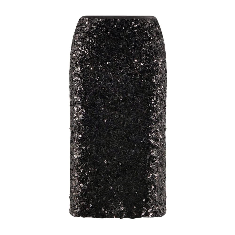 Pinko Women's Black Satin Waistband Midi Skirt