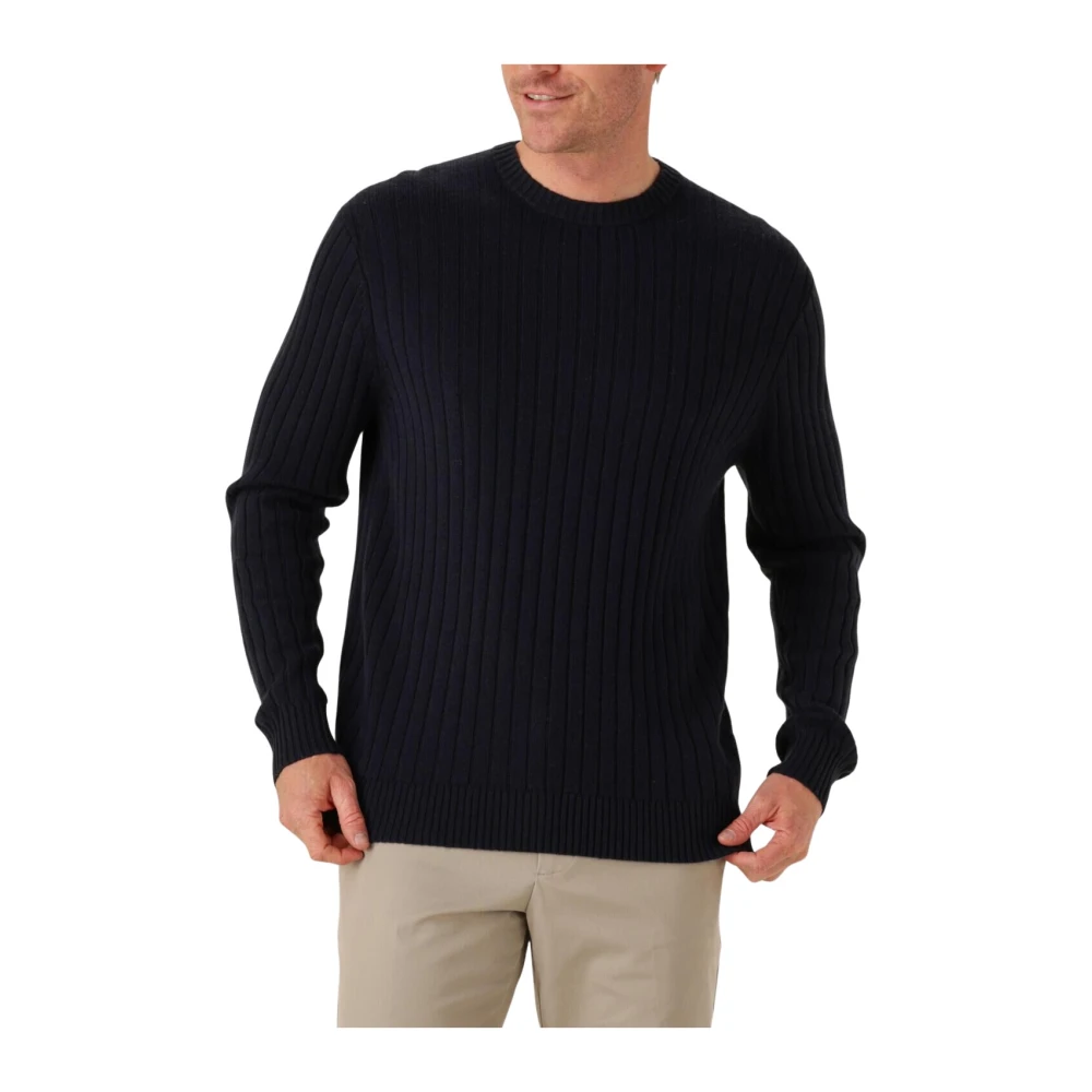Profuomo Men's Blue Wool Blend Crew Neck Pullover - Round-Neck Knitwear - Xl - Knitwear