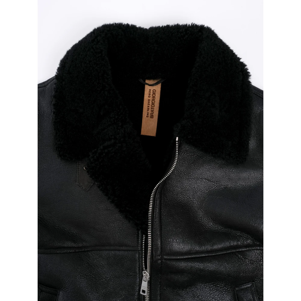 Giorgio Brato Shearling Pilot Jacket Black Heren