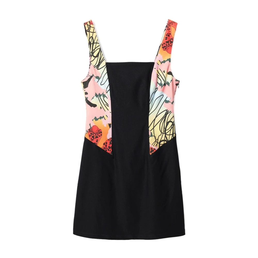 Desigual Kvinders Sort Kjole, Dame,, Uld, Blomstret Slip-On Kjole Lille