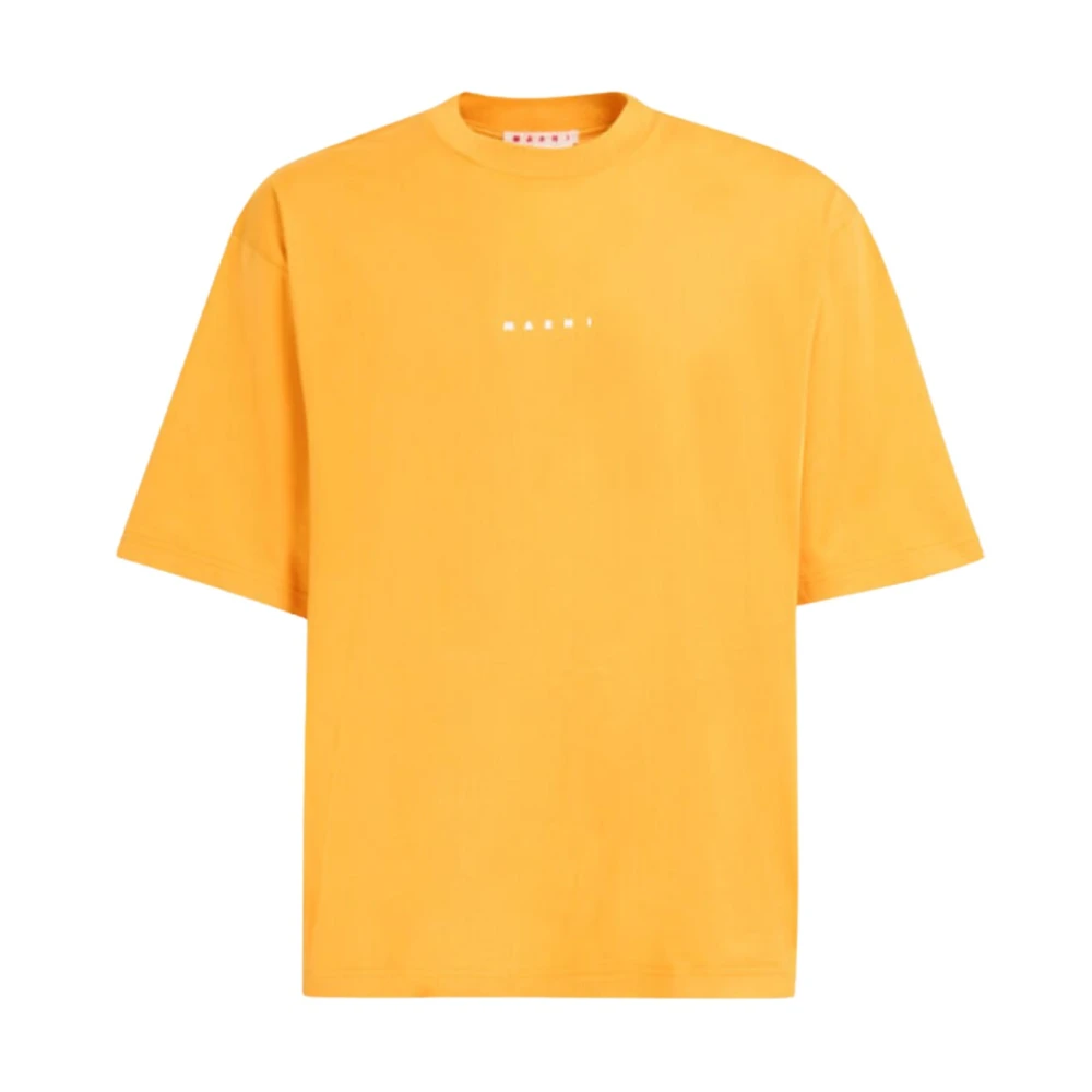 Marni Logo Katoenen T-shirt Licht Oranje Orange Heren