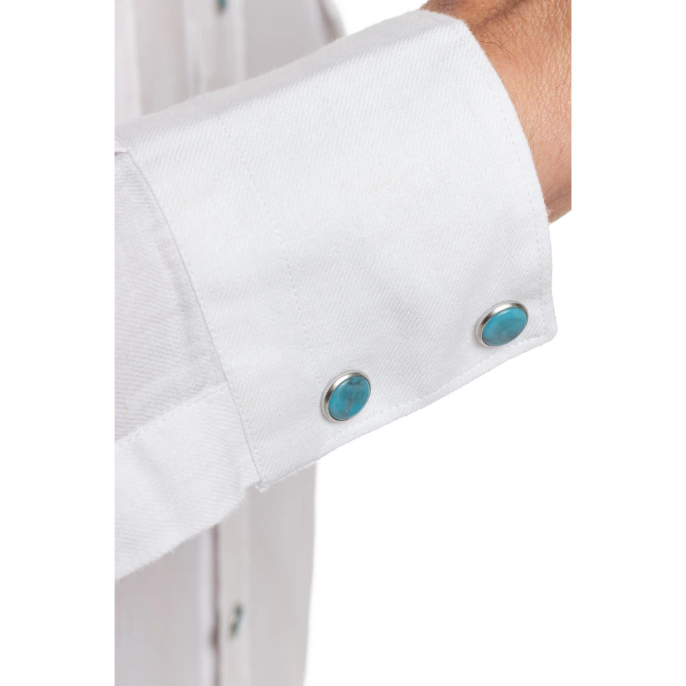 Barba Texaanse Stijl Wit Overhemd White Heren