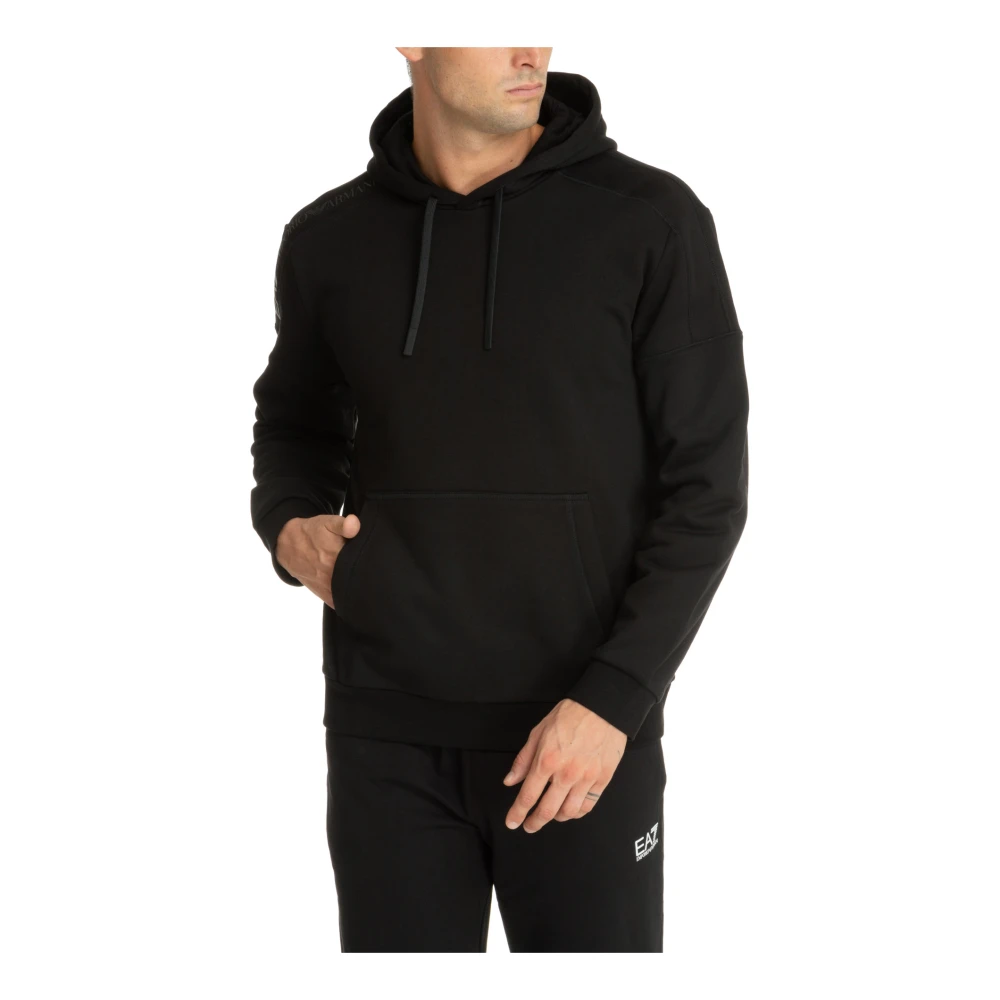 Emporio Armani EA7 Trekkoord Effen Logo Zak Hoodie Black Heren