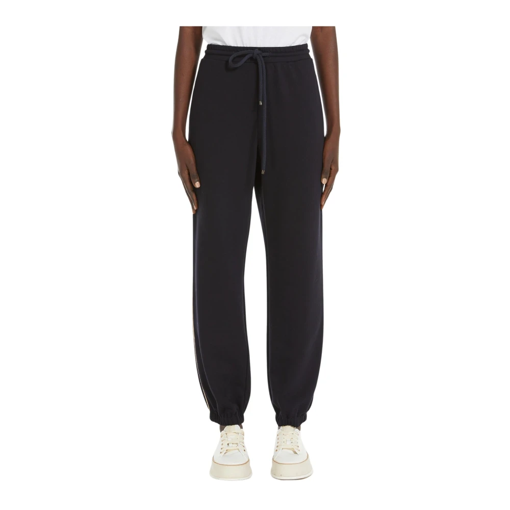 Max Mara Katoenen joggers met elastische tailleband Blue Dames