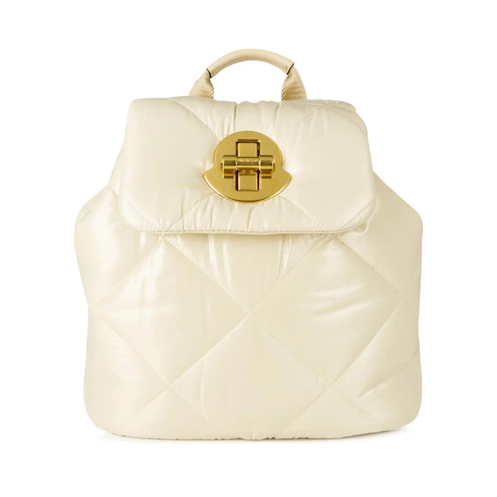 Moncler Vikbar Topplogotyp Ryggsäck Kräm Beige, Dam